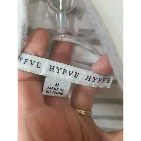 HYFVE Gray White Striped Drape Wrap Front Sleeveless Top Size Medium - Picture 6 of 8